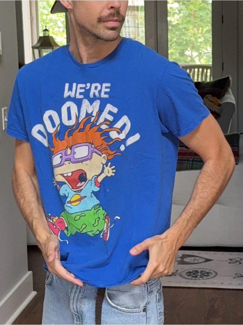 🦖 Rugrats Chuckie “We’re Doomed!” Graphic T-Shirt Large Nickelodeon